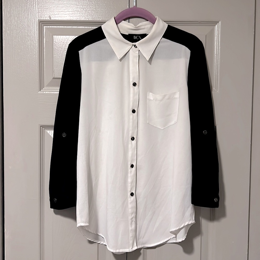 BCX Button Down Silky Blouse